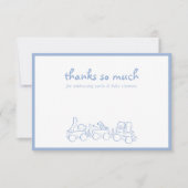 Carte De Remerciements Toile De Jouy Baby shower Bleu Bleu Whimsical (Devant)