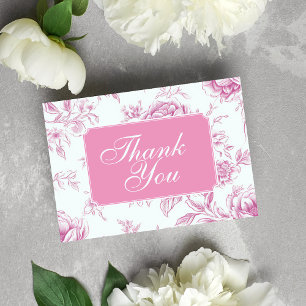 Carte De Remerciements Toile de Jouy florale chinoise rose