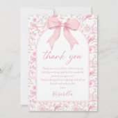Carte De Remerciements Toile rose Bow Chinoiserie Floral Anniversaire (Devant)