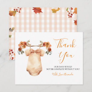 Carte De Remerciements Tomber Dans L'Amour Baby shower Floral Vêtements B