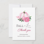 Carte De Remerciements Tomber en amour Rose Foncé Citrouille Mariage Rust (Devant)