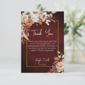 Carte De Remerciements Tombez amoureux boho roses brunes séchées shower d (Debout devant)