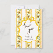 Carte De Remerciements Tombez amoureux shower de mariage à rayures jaunes (Devant)