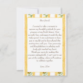 Carte De Remerciements Tombez amoureux shower de mariage à rayures jaunes (Dos)