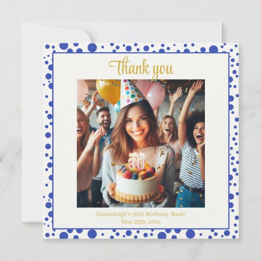 Carte De Remerciements Tons de violet : Un Bassin d'Anniversaire Bleu-Vio (Devant)