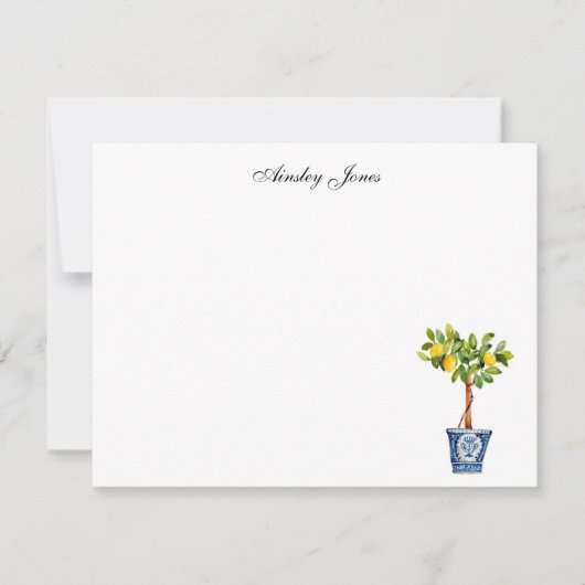 Carte De Remerciements Topiaire d'arbre à citron aquarelle  (Devant)