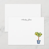 Carte De Remerciements Topiaire d'arbre à citron aquarelle  (Devant / Derrière)