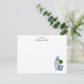 Carte De Remerciements Topiary, Bleu & blanc poterie plate (Debout devant)