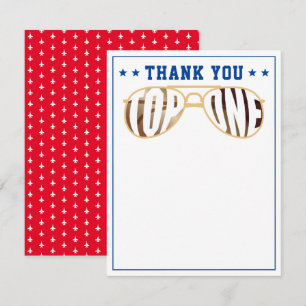 Carte De Remerciements TopOne Bleu et Rouge Pilote de combat d'anniversai