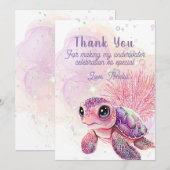Carte De Remerciements Tortue 7e anniversaire, sous la mer, (Devant / Derrière)