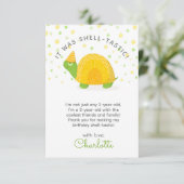 Carte De Remerciements Tortue, jaune vert, anniversaire enfant (Debout devant)