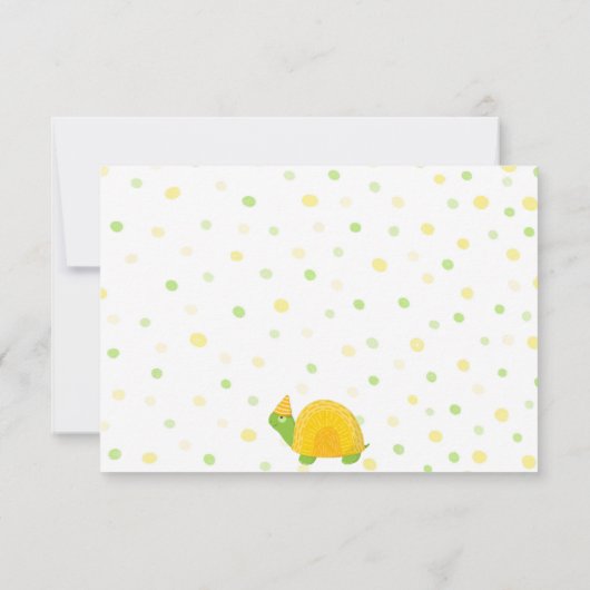 Carte De Remerciements Tortue, jaune vert, photo d'anniversaire d'enfant (Dos)