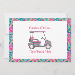 Carte De Remerciements Tortues Chic de Palm Beach Voiturette de Golf