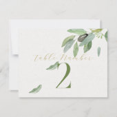Carte De Remerciements Toscane moderne Olive Feuille Numéro de tableau (Devant)