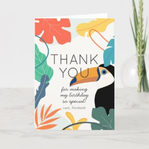 Carte De Remerciements Toucan - Feuille tropicale Anniversaire