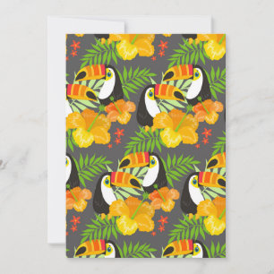 Carte De Remerciements Toucan Oiseau Orange Fleurs Tropicales Feuilles Ve