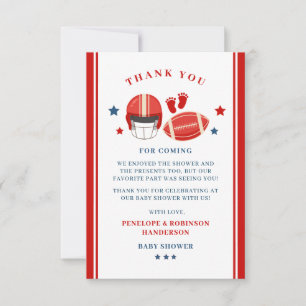 Carte De Remerciements Touchdowns et petits orteils, Baby shower de footb