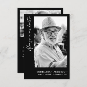 Carte De Remerciements Toujours dans nos coeurs 2-Photo Funérailles/Mémor