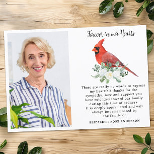 Carte De Remerciements Toujours dans nos coeurs Cardinal Photo personnali