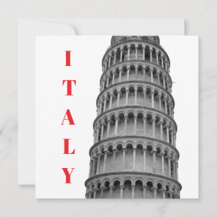 Carte De Remerciements Tour penchée de Pise noir blanc Italie