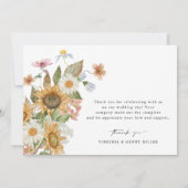 Carte de remerciements tournesol (Dos)