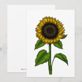 Carte De Remerciements Tournesol (Devant / Derrière)