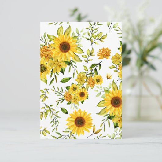 Carte De Remerciements Tournesol à l'aquarelle 8 (Debout devant)