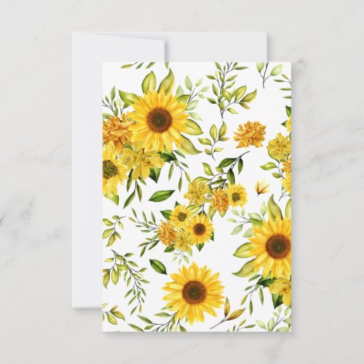 Carte De Remerciements Tournesol à l'aquarelle 8 (Dos)