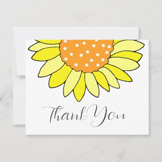 Carte De Remerciements Tournesol dessiné à la main (Devant)