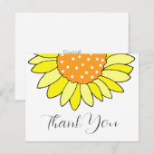 Carte De Remerciements Tournesol dessiné à la main (Devant / Derrière)