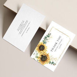 Carte De Remerciements Tournesol Eucalyptus Botanique Mariage floral