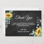 Carte De Remerciements Tournesol Eucalyptus Rustique 3 PHOTO Graduation (Dos)