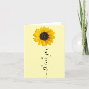 Carte De Remerciements Tournesol jaune vif Lettre main