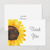 Carte De Remerciements Tournesol Peint À La Main (Devant / Derrière)