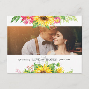 Carte de remerciements tournesol pour Mariage