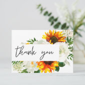 Carte De Remerciements Tournesol & Rose blanche Artsty Floral (Debout devant)