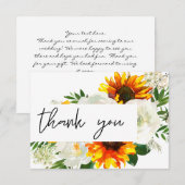 Carte De Remerciements Tournesol & Rose blanche Artsty Floral (Devant / Derrière)