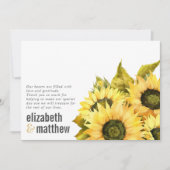 Carte De Remerciements Tournesol Rustique | MARIAGE (Devant)