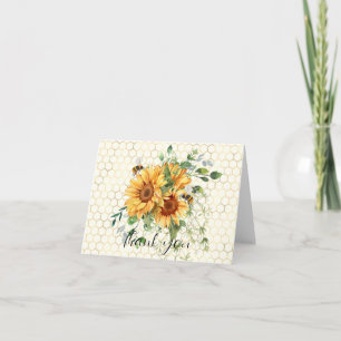 Carte De Remerciements Tournesols et abeilles 