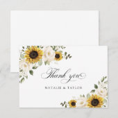 Carte De Remerciements Tournesols Fleurs blanches Verdure Rustique Mariag (Devant / Derrière)