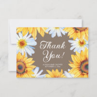 Tournesols Jaunes Marguerites Baby Shower Remercie