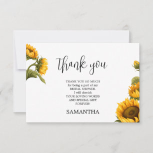 Carte De Remerciements Tournesols lumineux Mariage minimaliste