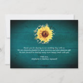 Carte De Remerciements Tournesols Rustiques Babys Respirer Frontière Mari (Dos)