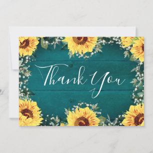 Carte De Remerciements Tournesols Rustiques Babys Respirer Frontière Mari