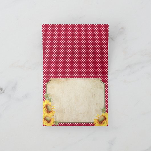 Carte De Remerciements Tournure de soleil de campagne Gingham Vérificateu (Intérieur)