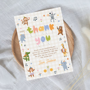 Carte De Remerciements Tous les animaux de fête Safari Anniversaire