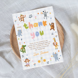 Carte De Remerciements Tous les animaux de fête Safari Anniversaire