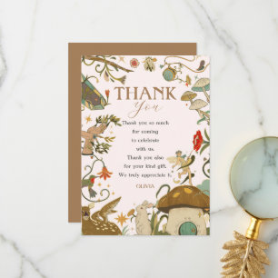 Carte De Remerciements Tout âge Mushroom Forest Fée fille anniversaire