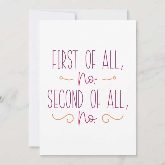 Carte De Remerciements Tout D'Abord Pas De Seconde Du Tout Non (Devant)