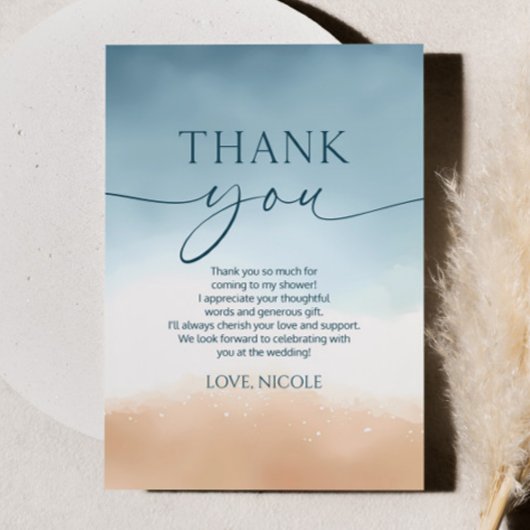 Carte De Remerciements Toute la mer que je vois est un amour Océan Plage 